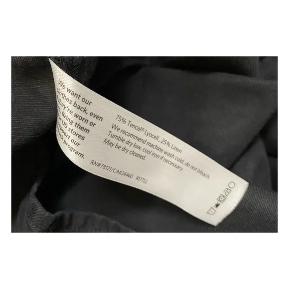 Eileen Fisher Tencel Linen Long Jacket Size M/L Black Button Down - Picture 10 of 10